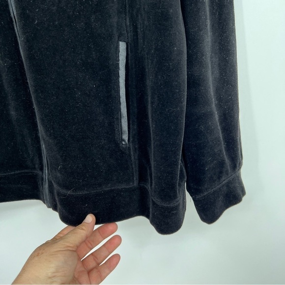 Style & Co. Woman Sport Black Velour Hooded Zipper Long Sleeve Pocketed Jacket - Picture 4 of 7